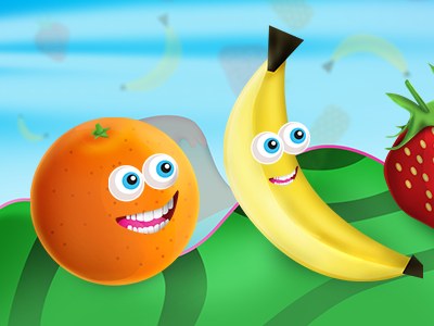 Fruity Game bright character character design colourful fruit fun game playful visuals
