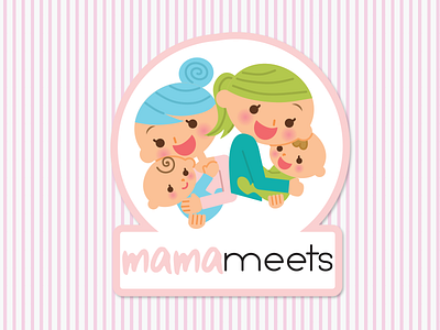 Mamameets Logo baby boy branding daycare fun girl kid logo mother pink socilize toddler