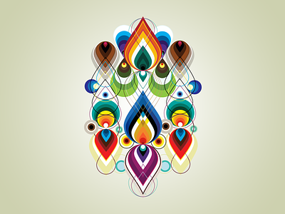 Peakcock Pattern bird branding geometric logo love mark multi color peacock shapes vector