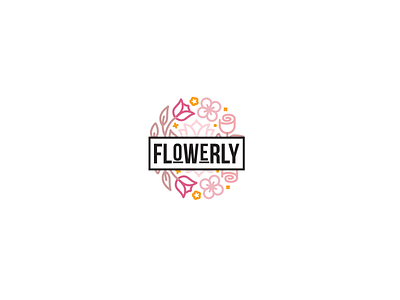 Flowerly Logo flower logo mark minimal pink
