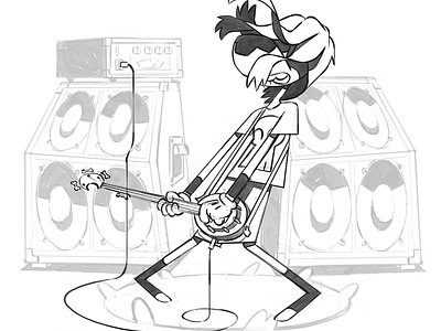 Character sketch animation 2d character design guitar illustration sketch styleframe