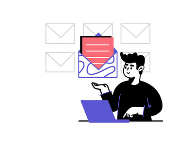 Contact Us 2d affinity designer character contact flat illustration linear mail pink purple vector website