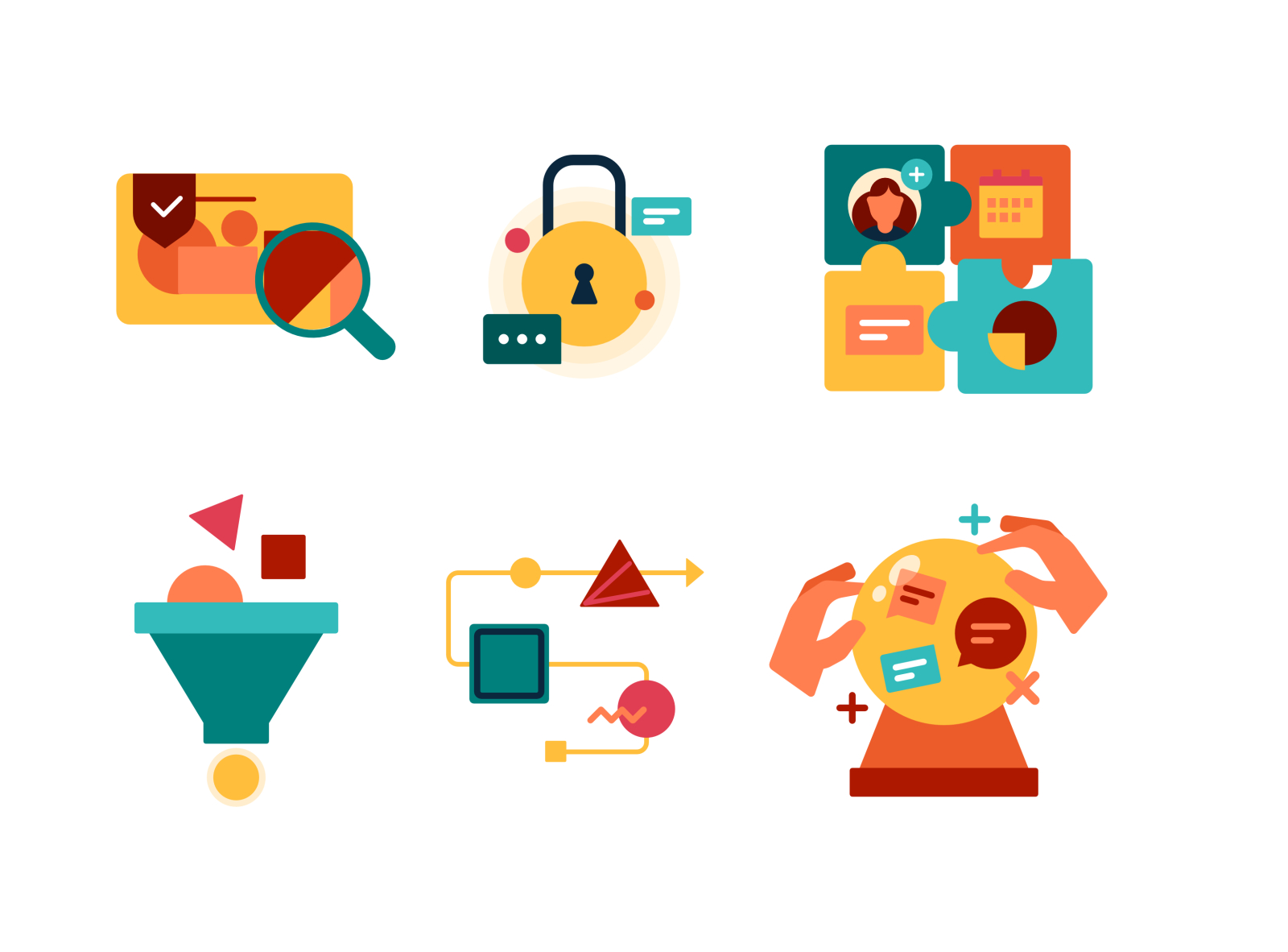 Icons set for Sinch 2d analytics automate business design flat future-proof graphic design hassle-free icons illustration increase conversion integration prevent graud ui vector