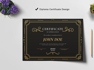 I will design creative certificate template achievement award certificate certificate template custom certificate design diploma training