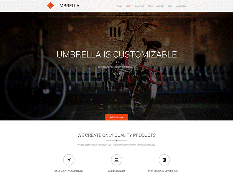 Umbrella HTML business corporate design galery portfolio psd responsive themeforest wordpress