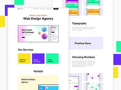 Web Design Studio Website blue and green colourful design cool design home page homepage landing page simple sleek studio web design web design studio website