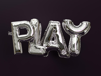 Play balloon chrome design inflate metalic type typography