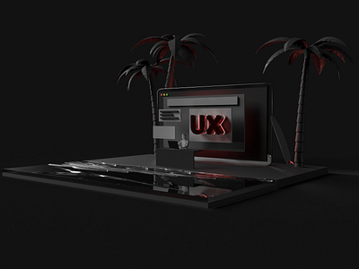 3D Art Scene - UX Design 3d 3d art adobe dimension art beach dark dark theme design glow glow in the dark glowing lighting lighting effects scene ux ux ui ux design ux designer uxui web design