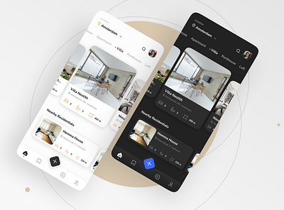 Real Estate Service App apartment app architecture creative dark mode home house mobile property real estate rent renting residential ui ux villa