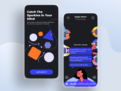 Sparkles Ideation Room App app chat chat room creative design discuss figma idea ideas ideation illustration product rooms sparkles ui ux vector