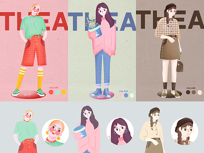 People practice color design draw flat illustration