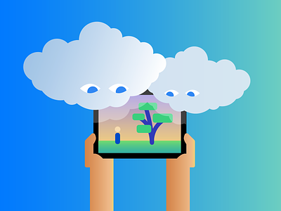 Cloud Vision API - Blogpost illustration cloud cloudvision google hands holding looking pad