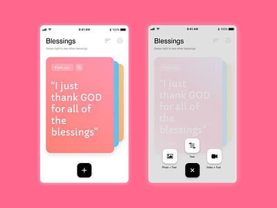 Blessings app app colors create create new design discover home ios list quote text ui ux
