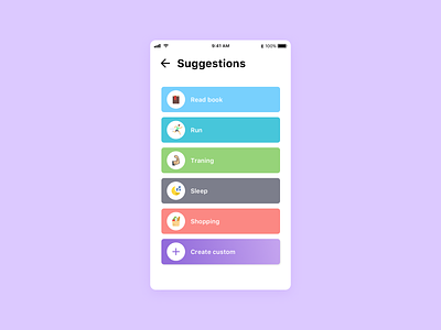 Suggested Categories app categories colors create design ios mobile suggestions ui ux