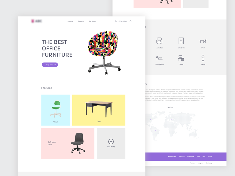 Furniture Landing page ecommerce store chair ui web design page landing furniture