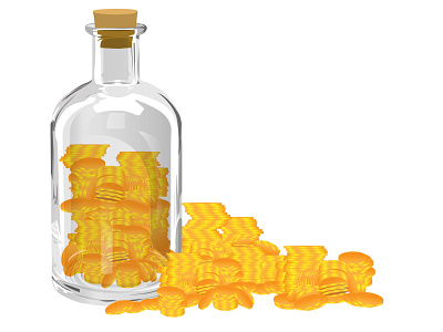 Bottle filled with coins illustration illustrator student
