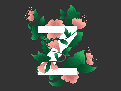 Single letter logo with flowers