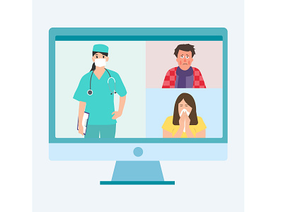 Doctor online design flat illustration vector web