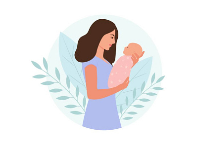 newborn baby design flat illustration mom newborn vector
