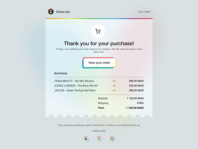 17 > Email Receipt 017 adobexd app dailyui design email makeup mobile order receipt shop ui web