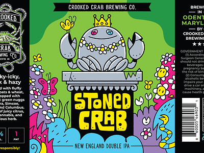 Stoned Crab Beer Can Art beer branding bright colors can design high illustration label statue vector weed