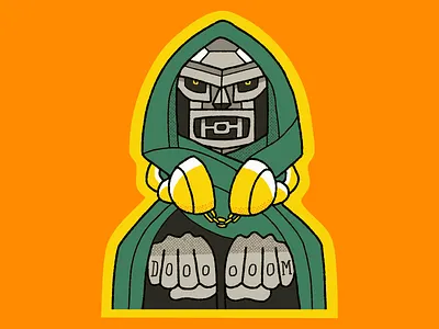 Doctor Doom MF Doom Sticker bright colors character doom dr doom evil hip hop illustration line marvel mf doom rap sticker villain