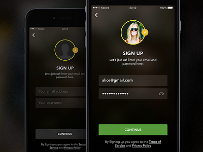 Sign Up Screen app avatar iphone profile sign up social ui user ux