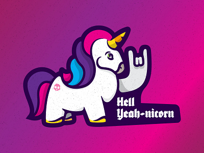 Hell Yeah-nicorn gothic gradient horn horse illustration magic magical princess punk punkrock rainbow rock rocknroll skull typography vector