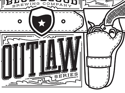 Outlaw Label beer belt brew gunslinger holster line work outlaw six shooter western wild west