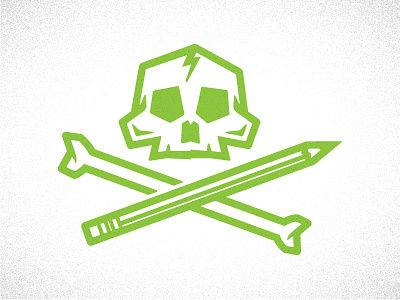 Skull and Cross Pencil bone cross. pirate icon illustration lightning bolt line work number 2 pencil sharpen skull strokes