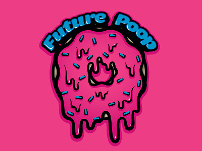 Future Poop: Donut breakfast desert donut doughnut drip drippy food frosting future futurepoop illustration pink poop snack sprinkles vector