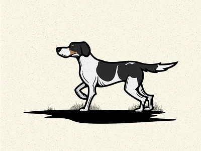 Dog on point basset hound bird dog bird hunting dog dog on point fur grass hunting illustration puppy spots springer spaniel tail upland vector