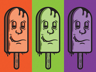 POP SICK LE color drip goofy illustration offset outline popsicle sick vector wood stick