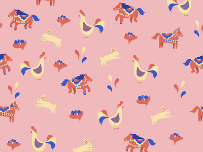 Pattern Sweden - France animal pattern baby pattern cute animals french illustrated pattern pastel colors pattern design pink pattern swedish