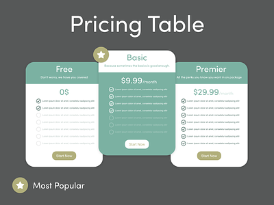 Pricing Table graphic design problem solving ui ui design ux design web website