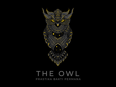 The Owl Detailed illustration with engraving pattern style