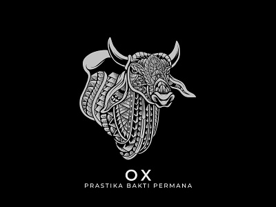 OX Detailed illustration with engraving pattern style