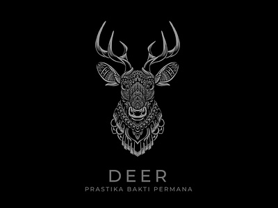 Deer detailed illustration with engraving pattern