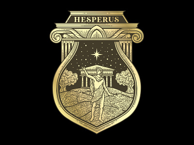 hasperus candle light emblem, Detailed illustration with engrave