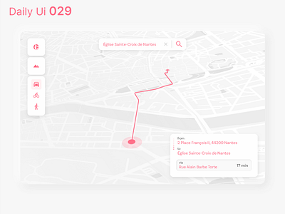 Daily Ui 029 - Map daily ui dailyui design flat grey itinerary light map pink ui uidesign ux