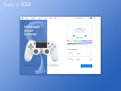 Daily Ui 033 - Customize Product blue button colors controller customize daily ui dailyui design illustration joystick playstation playstation4 product ps4 ui ui design uidesign ux