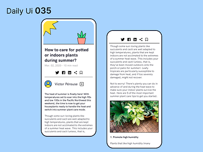 Daily Ui 035 - Blog Post app blog daily ui dailyui design illustration plant post share text ui ui design uidesign ux vector write