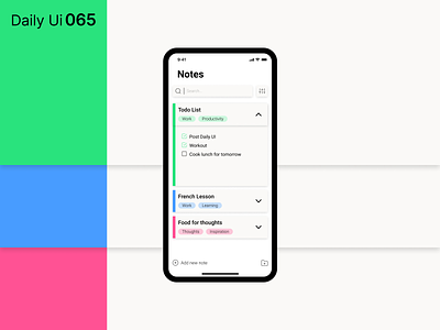 Daily Ui 065 - Notes Widget app daily 100 challenge daily ui daily ui 065 dailyui design design app notes notes app notes widget planning tags thoughts todolist ui ui design uidesign userinterface ux write