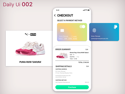 Daily Ui 002 - Checkout 002 app checkout credit card daily ui dailyui design gradient mobile puma ui uidesign ux