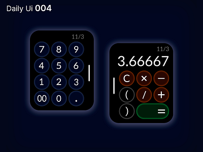 Daily Ui - 004: Calculator applewatch calculator daily ui dailyui dark dark mode dark ui design figma ui uidesign ux watch