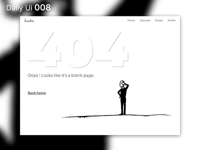 Daily Ui 008 - 404 Page 404 page black blank character daily ui dailyui design desktop doodle drawing ui uidesign ux white