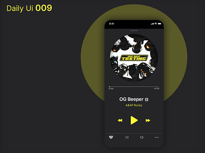Daily Ui 009 - Music Player app asap rocky daily ui dailyui dark dark ui design music player ui uidesign ux yellow