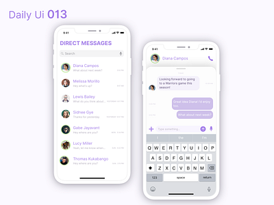 Daily Ui 013 - Direct Messaging app contact daily ui dailyui design light texting ui uidesign ux