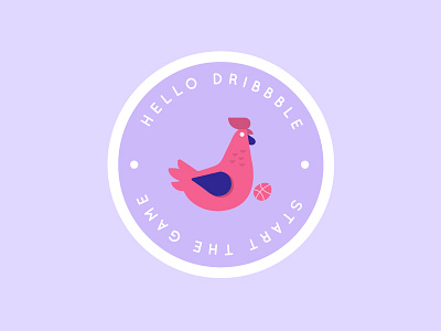 Hello Dribbble! badge badge logo branding chicken colorful egg hello hello dribbble icon illustration illustrator retro sticker vector vintage vintage logo