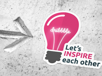 Let's inspire each other! arrow bulb concrete dribbble inspiration inspire light light bulb mule sticker sticker mule